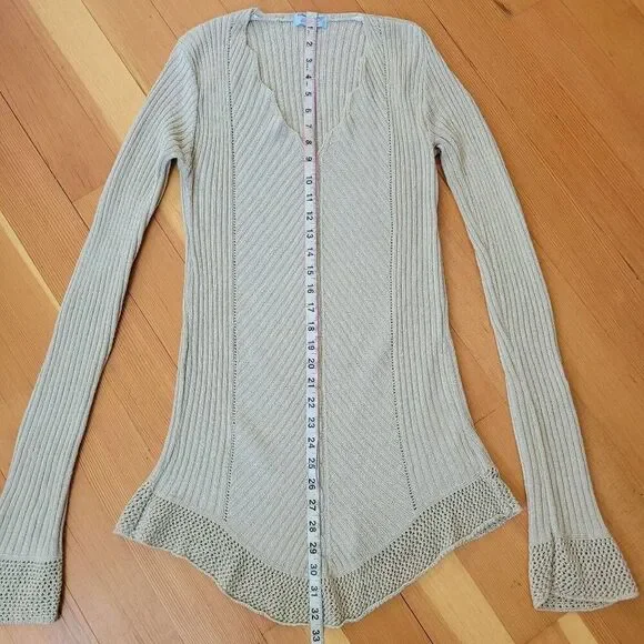 Vintage Y2K tunic sweater extra long sleeves beige medium boho lagom‎ - Picture 8 of 13